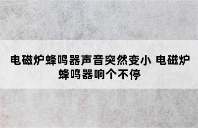 电磁炉蜂鸣器声音突然变小 电磁炉蜂鸣器响个不停